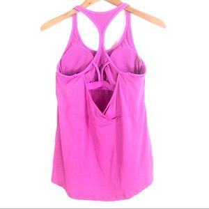 Athleta Reach And Restore Tank Top Size Medium Pink Activewear Padded Shelf Bra